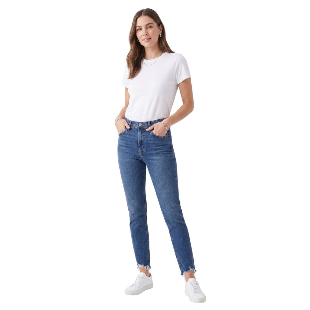 👖 AGOLDE Nico High Rise Slim Fit Raw Hem Denim Jeans Blue Comfort Stretch 31